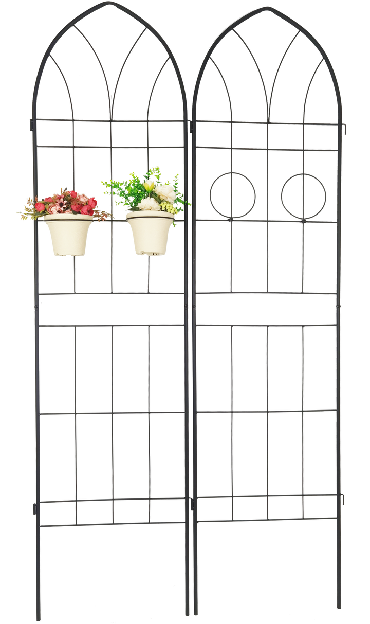 4 Pack Metal Garden Trellis 78.7" x 19.7" Rustproof Trellis for Climbing Plants Outdoor Flower Support Black