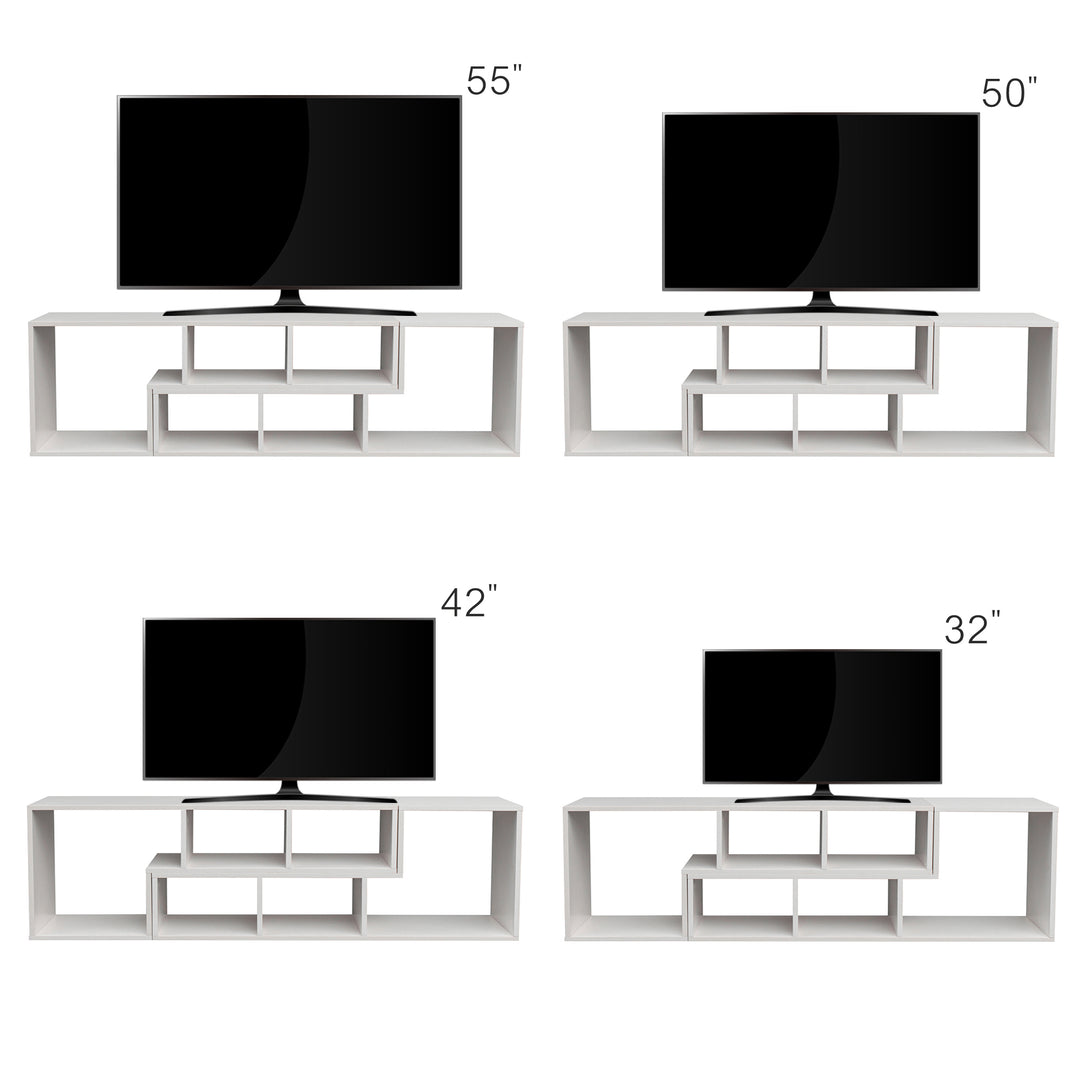 Double L-Shaped TV Stand,Display Shelf ,Bookcase for Home Furniture,White