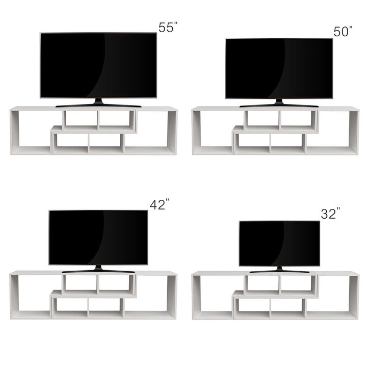 Double L-Shaped TV Stand,Display Shelf ,Bookcase for Home Furniture,White