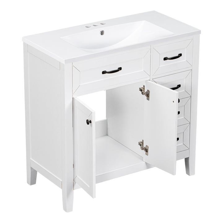 36" Bathroom Vanity with Sink Combo, White Bathroom Cabinet with Drawers, Solid Frame and MDF Board