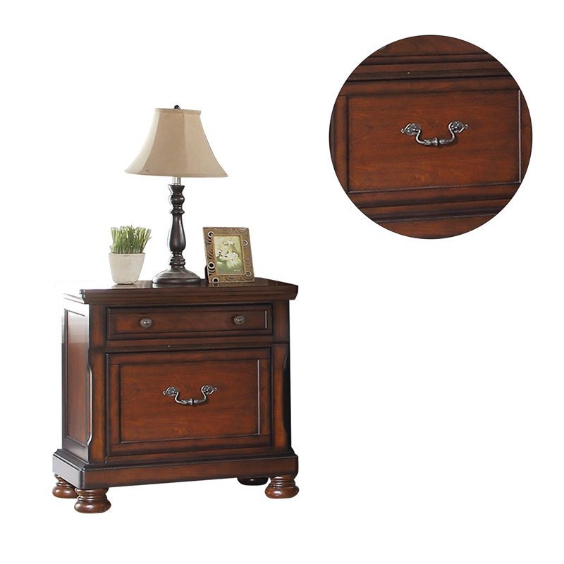 Traditional Formal Look Cherry Finish 1pc Nightstand Storage Space Bedside Table Plywood Veneer Bedroom Furniture