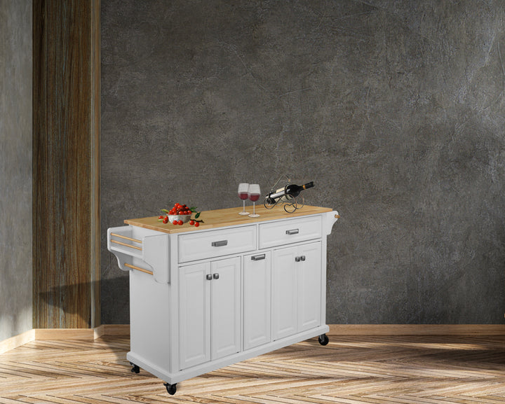 Cambridge Natural Wood Top Kitchen Island with Storage