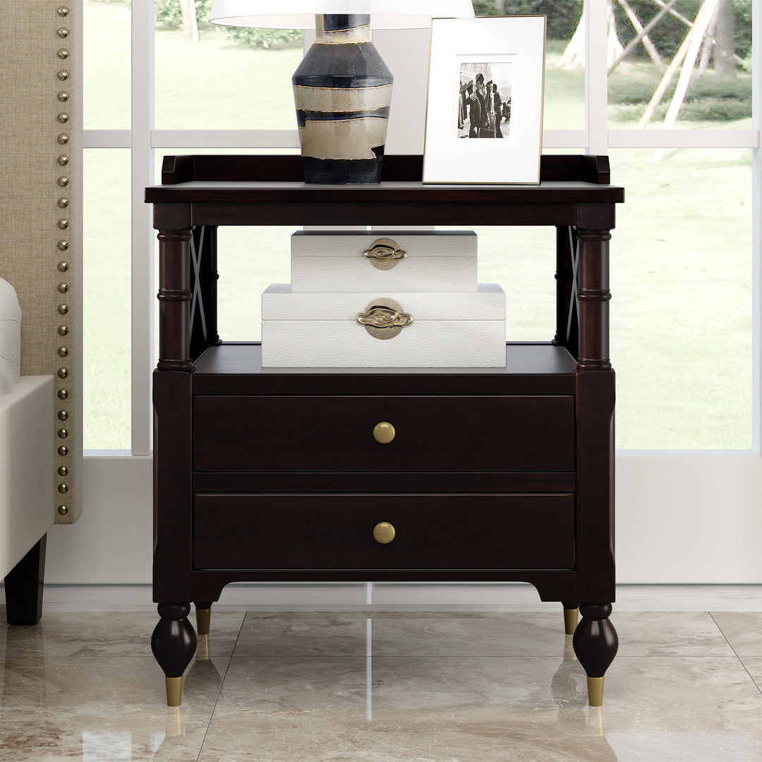 Modern Black Cherry 2 Drawer Nightstand(OLD SKU:WF195932AAJ)