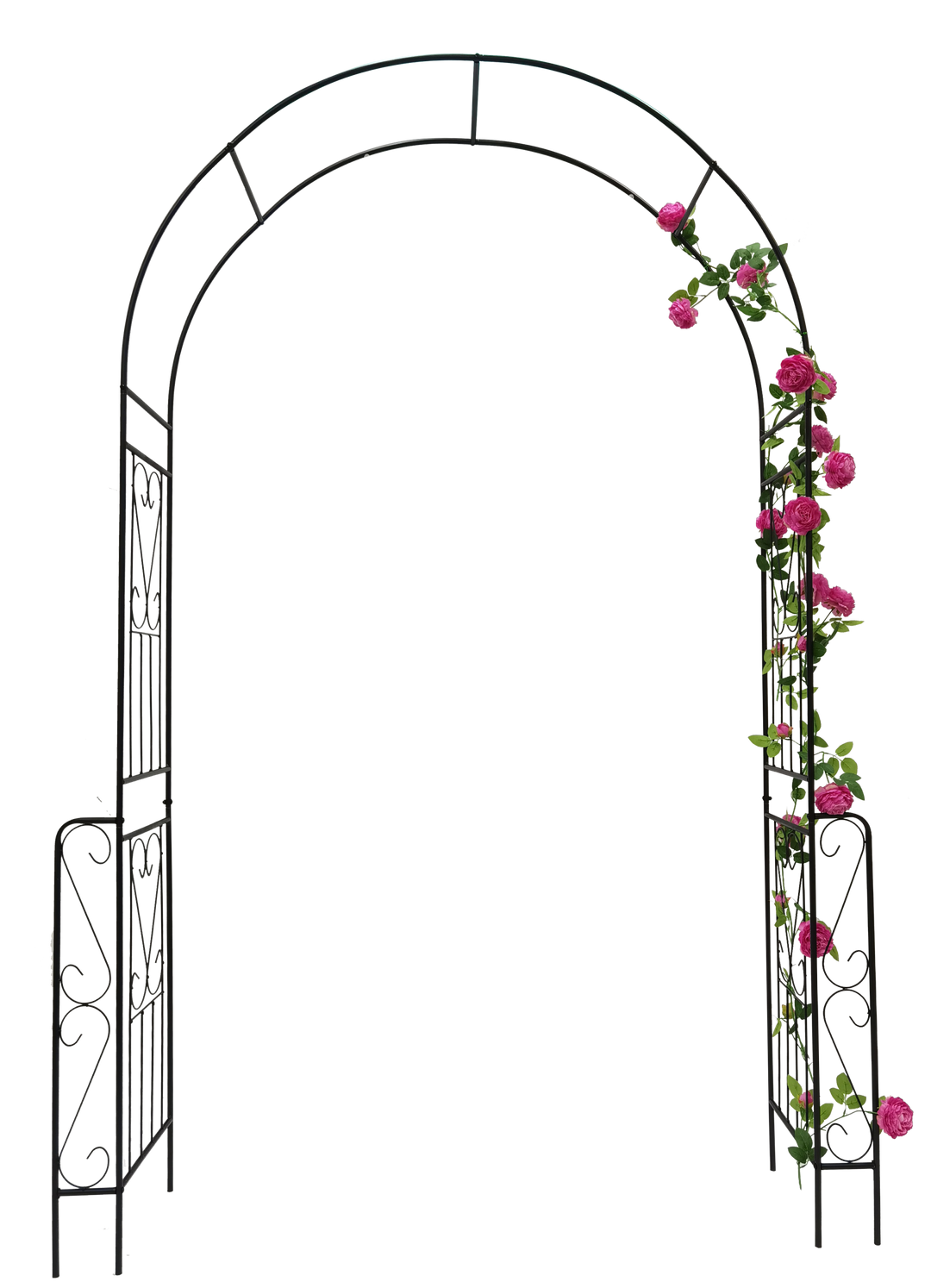 Metal Garden Arch W55'' x H94.5'' Garden Arbor Trellis Climbing Plants Support Rose Arch Outdoor Arch Black