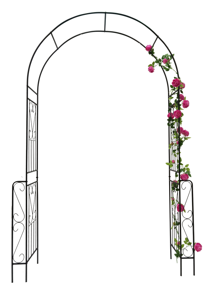 Metal Garden Arch W55'' x H94.5'' Garden Arbor Trellis Climbing Plants Support Rose Arch Outdoor Arch Black