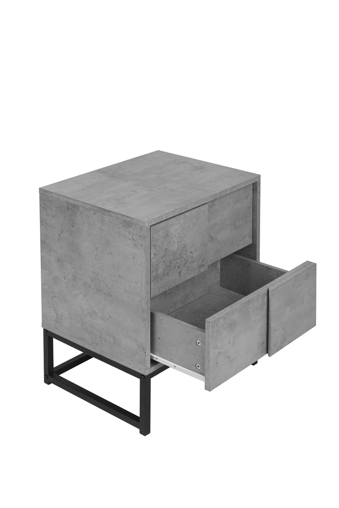 2 Drawer Nightstand,geometric elements,cement grey,for bedroom, living room and study