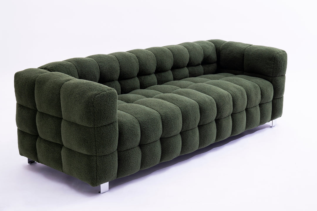 [New+Video]2146 Sofa includes two pillows 80" green  fleece for living room bedroom