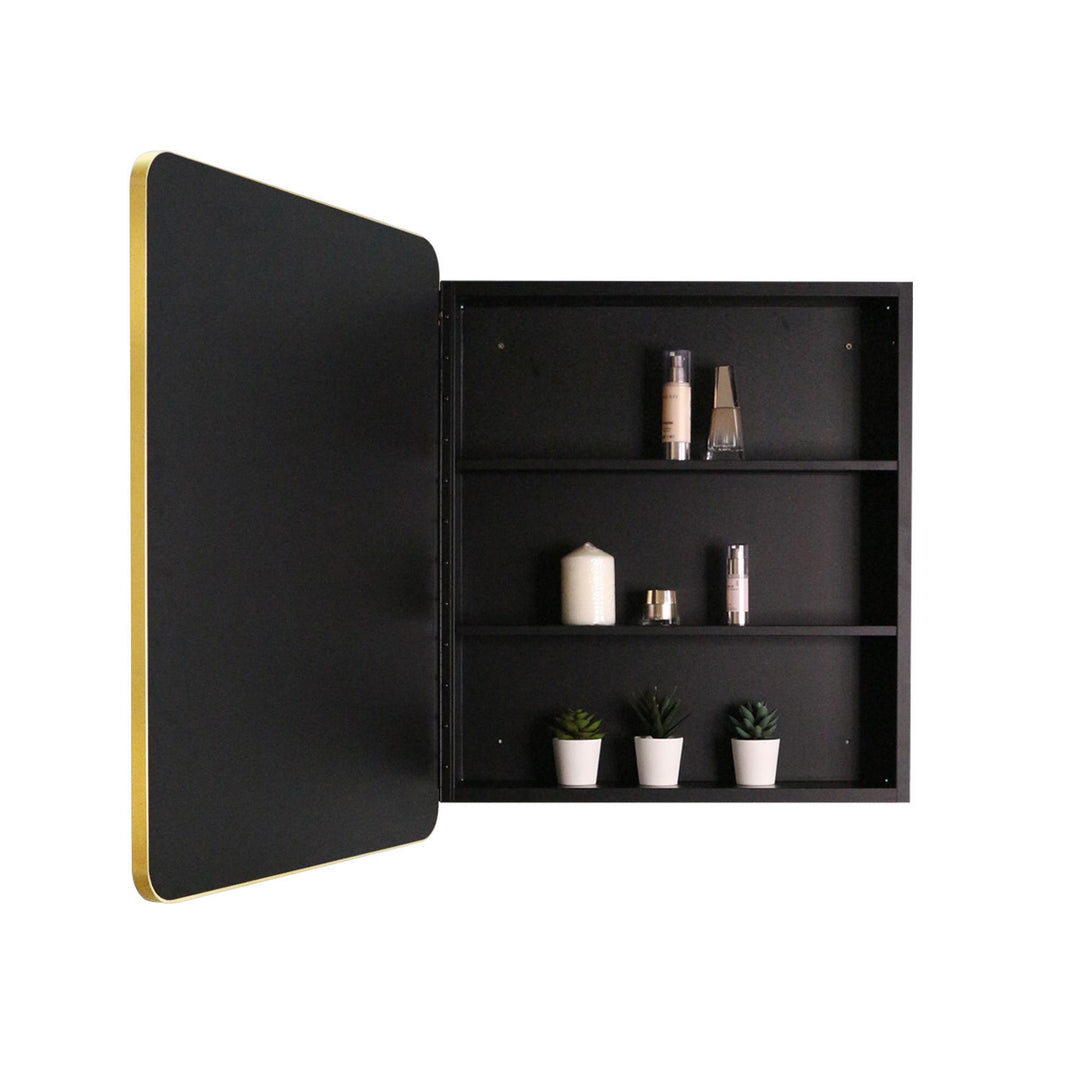 24x30 inch Gold Metal Framed Wall mount or Recessed Bathroom Medicine Cabinet with Mirror