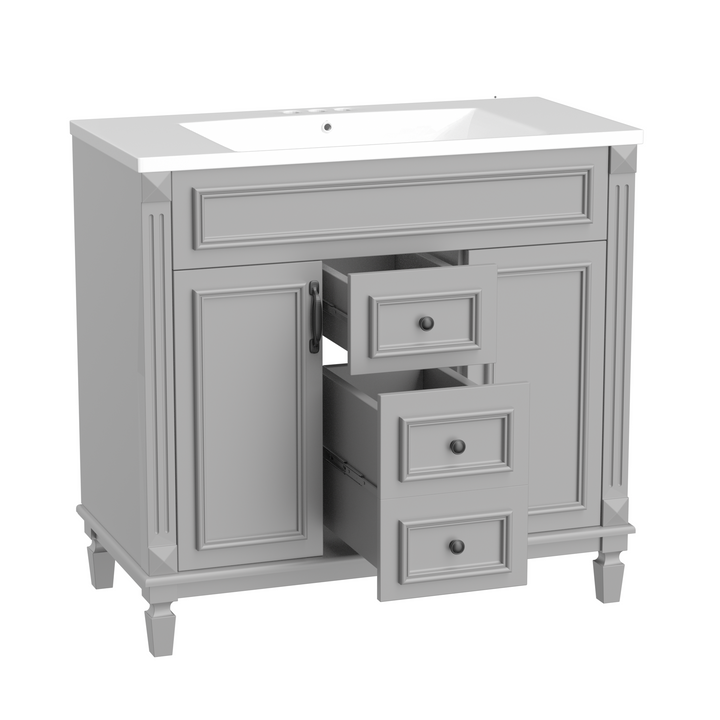 36'' Bathroom Vanity without Top Sink, Cabinet only, Modern Bathroom Storage Cabinet with 2 Soft Closing Doors and 2 Drawers(NOT INCLUDE BASIN SINK)