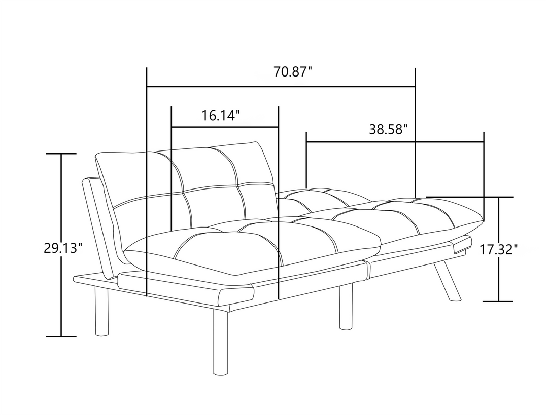 Leatehr Feeling Brown Convertible Folding Modern sofa Bed