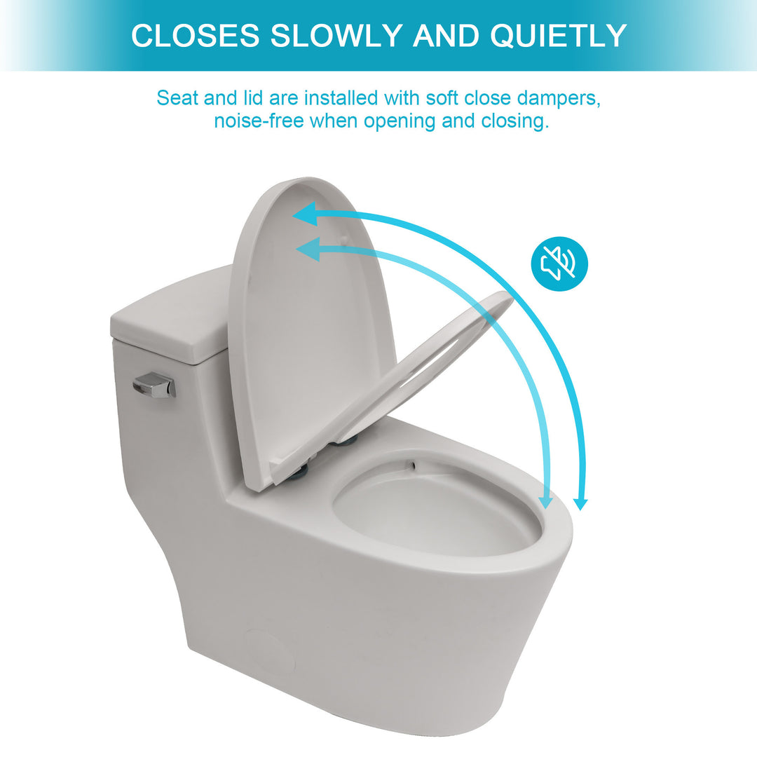 Ceramic One Piece Toilet,Single Flush with Soft Clsoing Seat