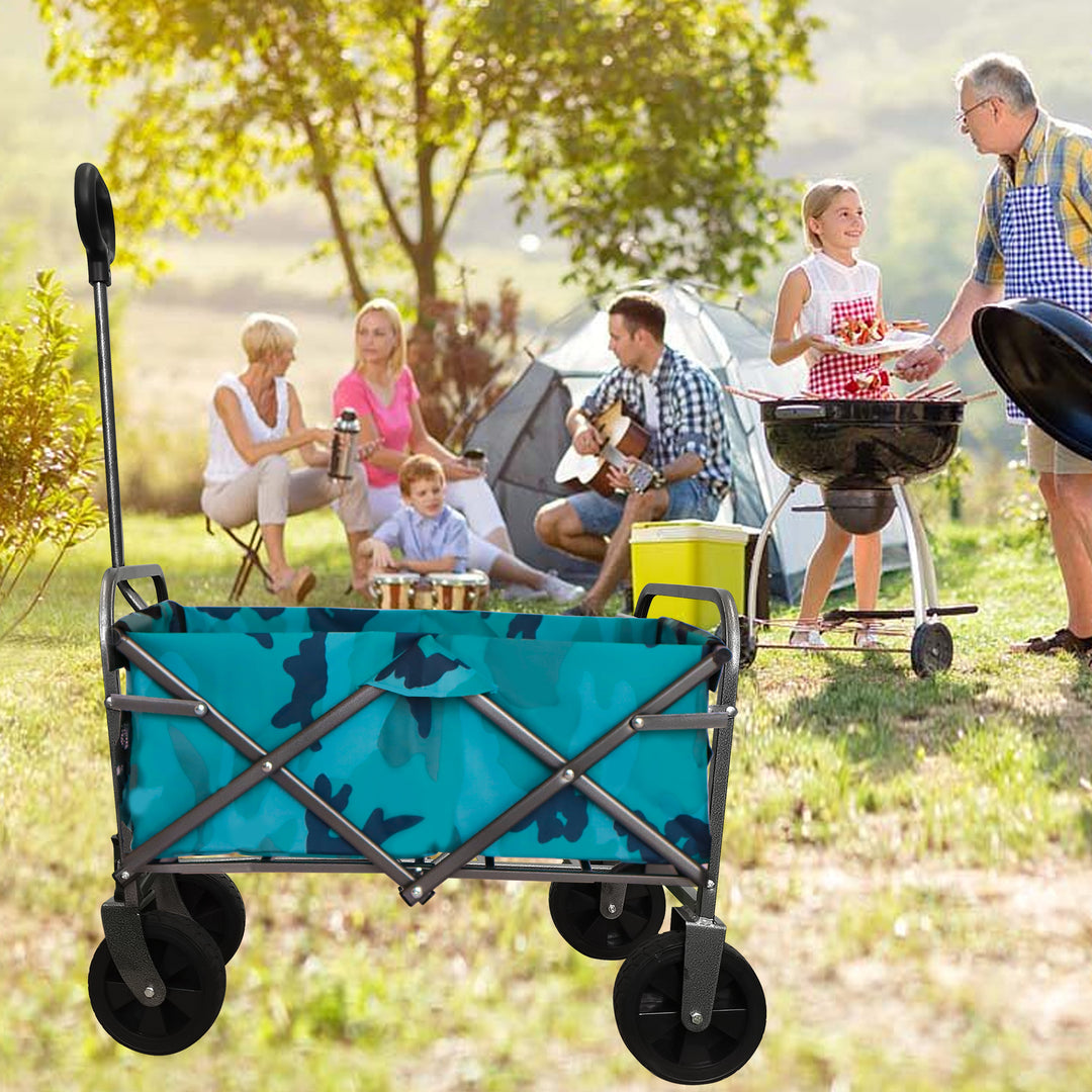 Outdoor Garden Multipurpose Micro Collapsible Beach Trolley Cart Camping Folding Wagon