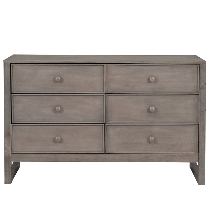 Rustic Wooden Dresser with 6 Drawers,Storage Cabinet for Bedroom,Anitque Gray