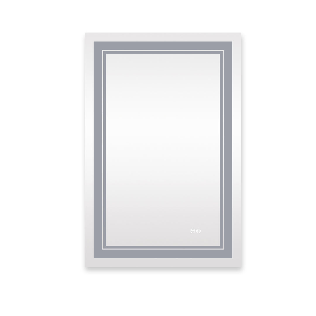 24x36 Inch LED Lighted Bathroom Mirror with 3 Colors Light, Wall Mounted Bathroom Vanity Mirror with Touch Button, Anti-Fog Dimmable Makeup Mirror (Horizontal/Vertical)