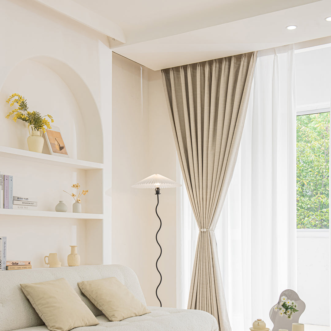 Natural Linen Curtains for Bedroom Living Room, Soft Thick Linen Textured Window Drapes Light Filtering Rod Pocket Back Tab,Pinch Pleat and Grommet Style Supported