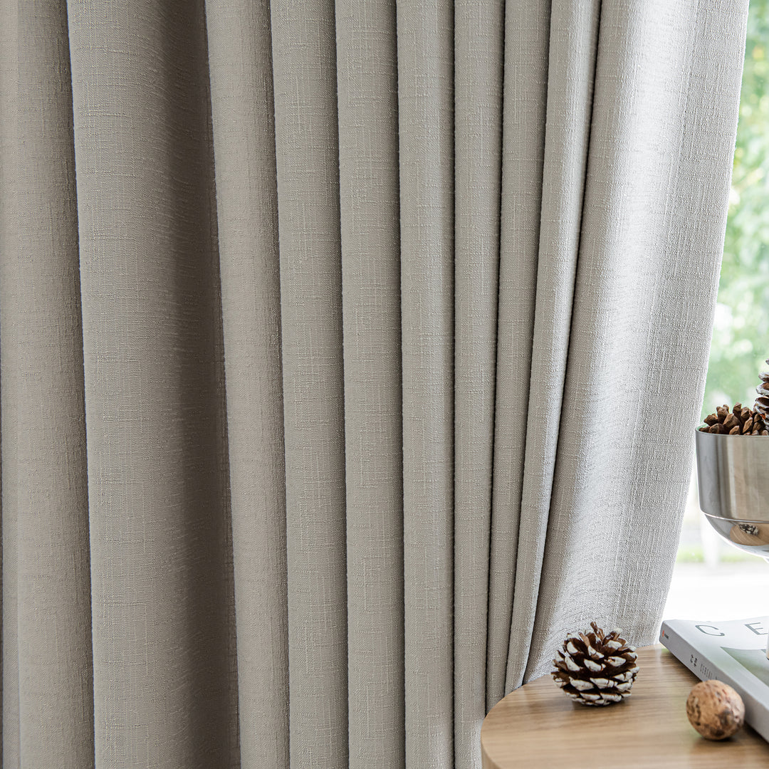 Mixed textile fabrics blackout curtain themal insulated drapery pinch pleat heading style, extra long solution available