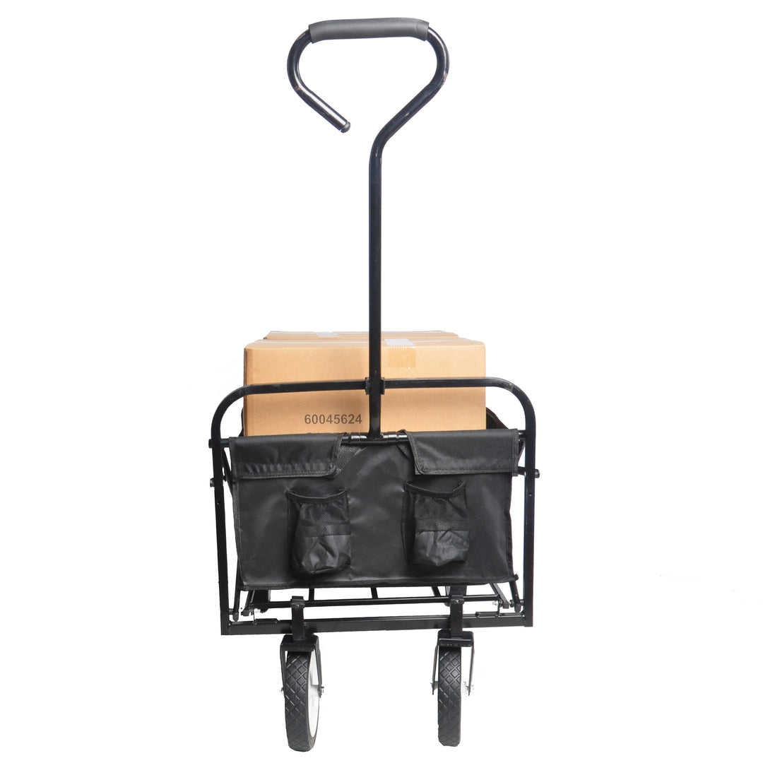 Folding Wagon Garden Shopping Beach Cart (Black)