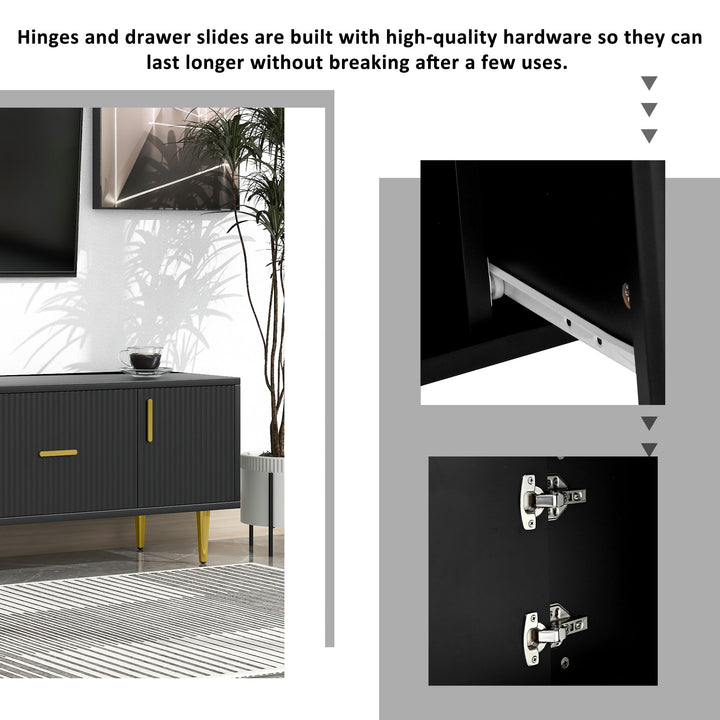 U-Can Modern TV Stand with 5 Champagne Legs - Durable, Stylish and Spacious, TVs Up to 75''