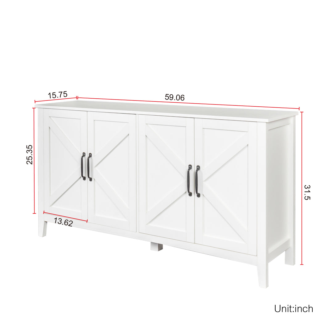 Cabinet with 4 Doors and 4 open shelgves,Freestanding Sideboard Storage Cabinet Entryway Floor Cabinet for Living Room Office Bedroom