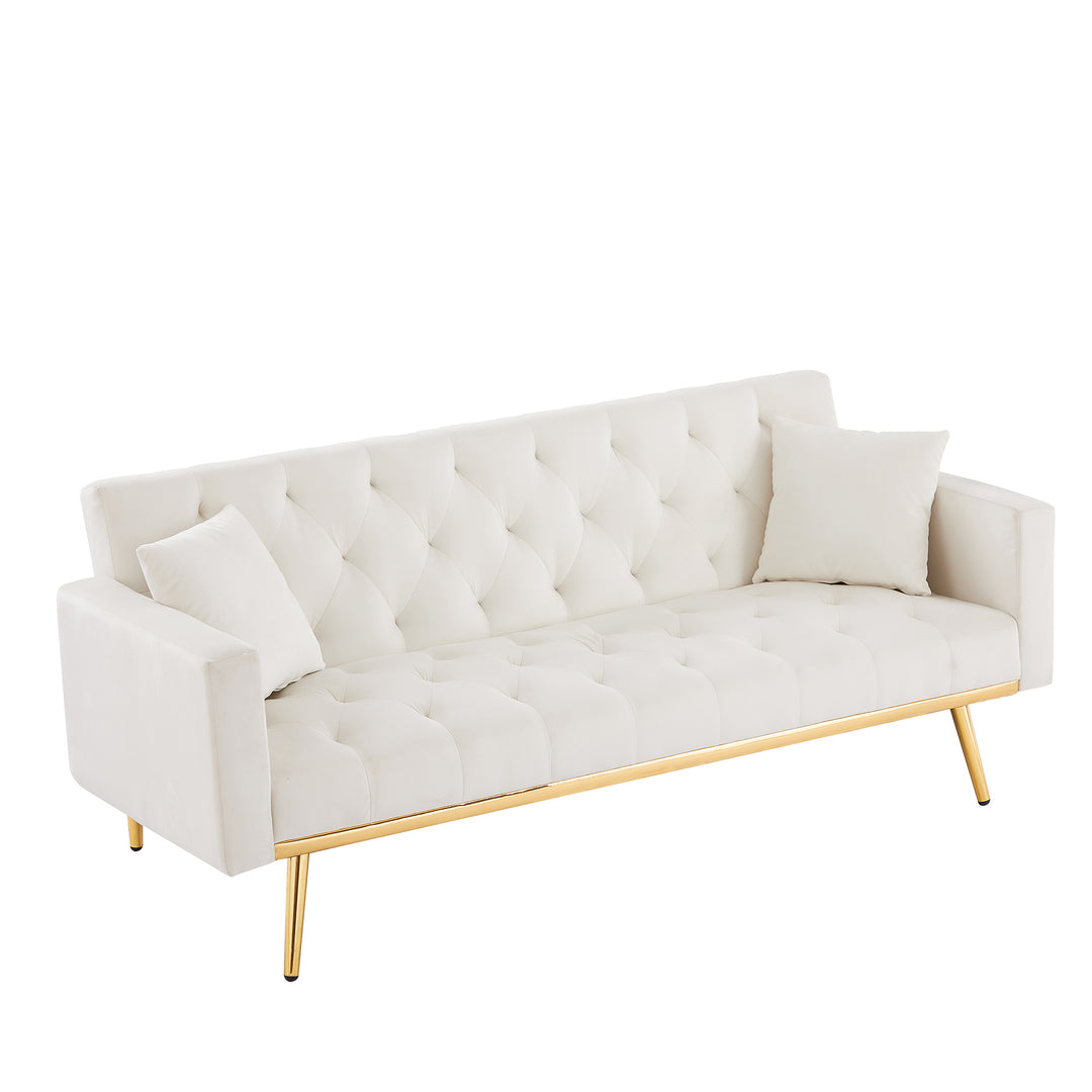 Cream White  Convertible Folding Futon Sofa Bed , Sleeper Sofa Couch for Compact Living Space.