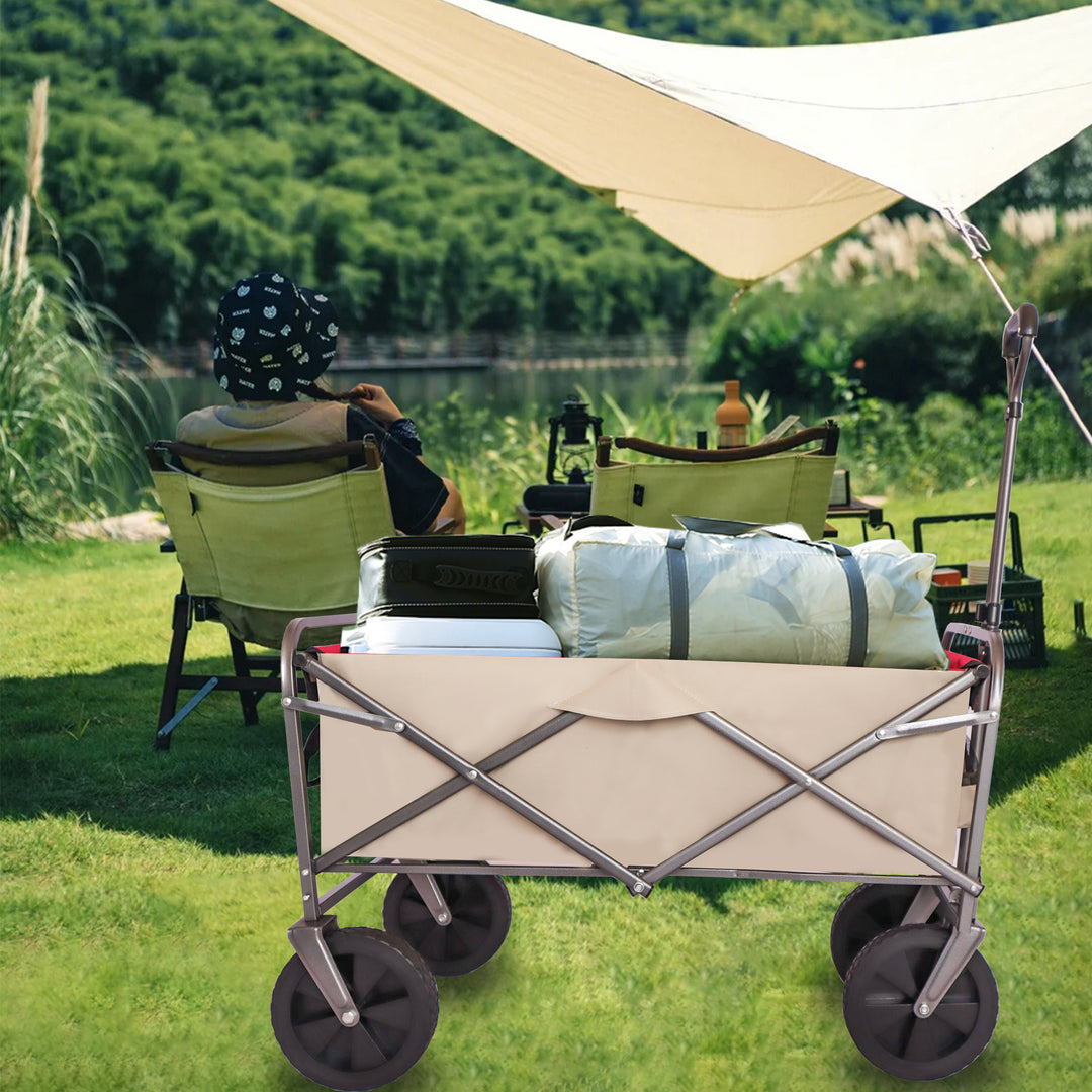 Outdoor Garden Multipurpose Micro Collapsible Beach Trolley Cart Camping Folding Wagon