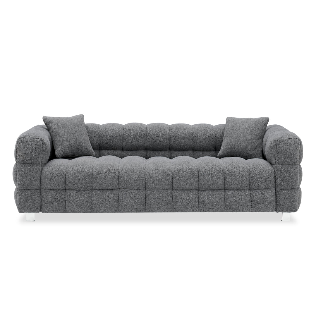 2146  Sofa Include Two Pillows 80" Gray Grain Fleece Fabric Suitable For Living Room Bedroom Apartment