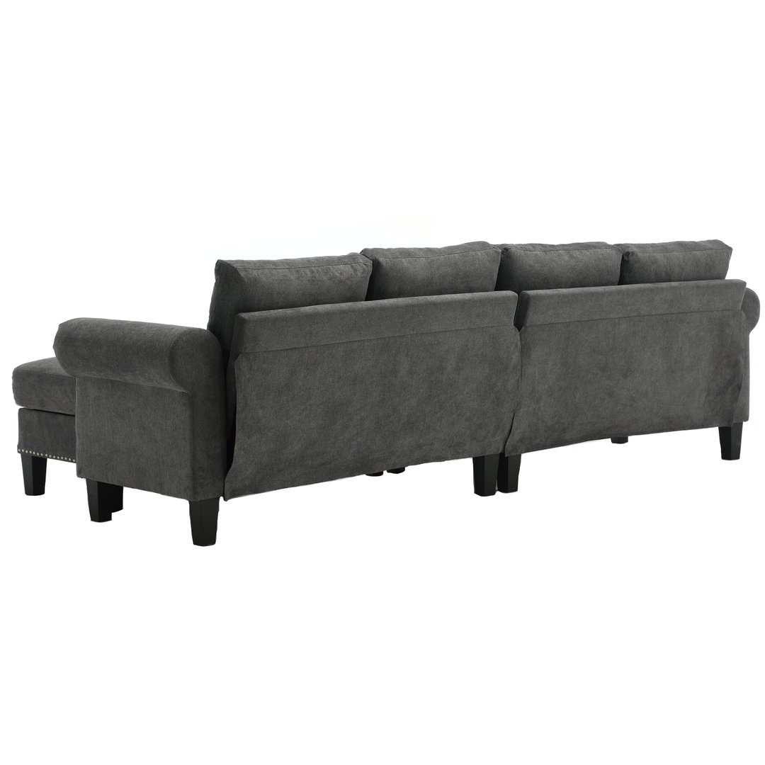 [NEW ARRIVED]   [VIDEO PROVIDED]Convertible Sectional Sofa with Storage,L-shaped sofa,Four-seater sofa,Modern Linen Fabric Sectional Couches for Living Room,Gray