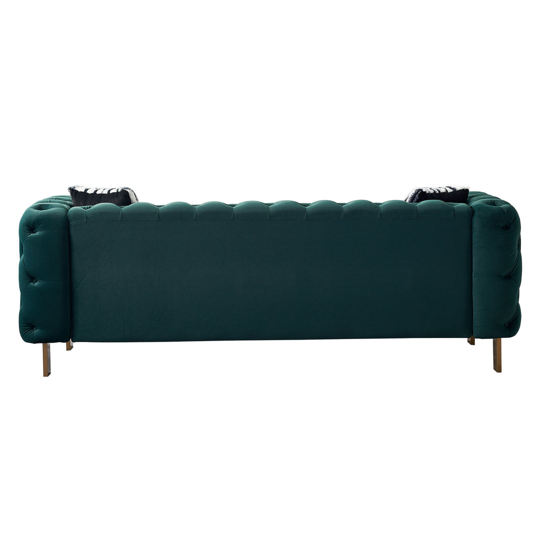 Chesterfield Modern Tufted Velvet Living Room Sofa, 84.25''W Couch,Green