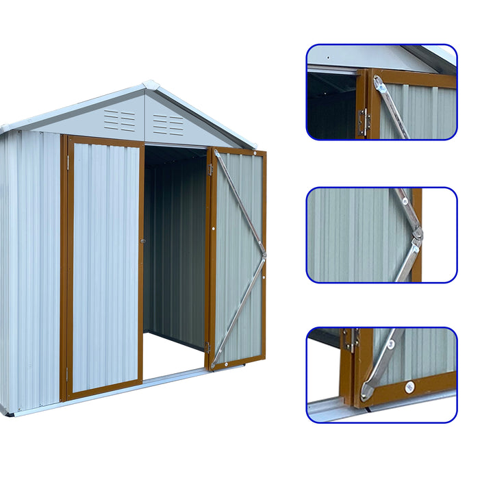 Outdoor storage sheds 4FTx6FT Apex roof White+Yellow