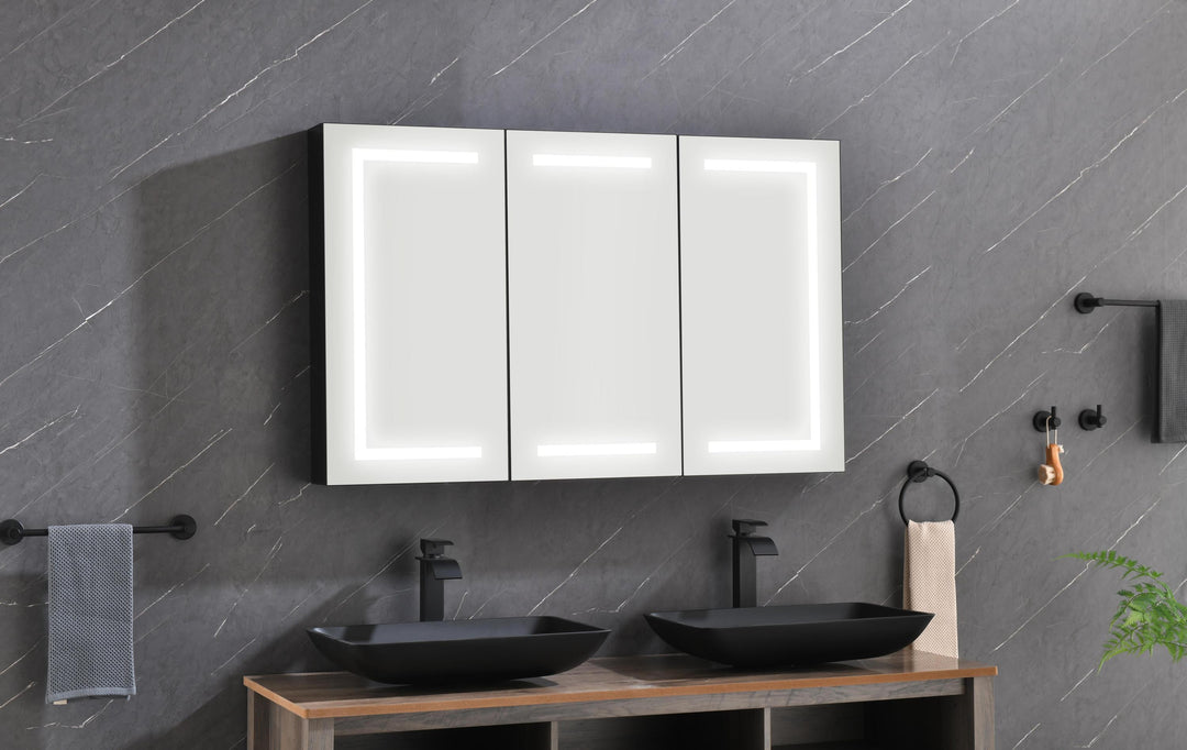 ZIYUNTC LED Mirror Medicine Cabinet with Lights, Dimmer, Defogger, Clock, Temp Display