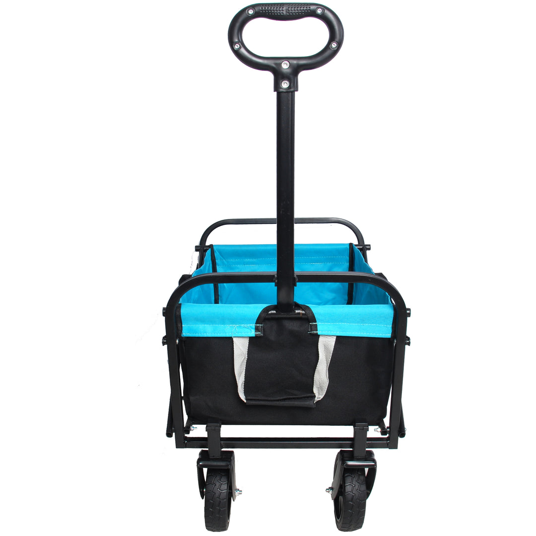 Mini Folding Wagon Garden Shopping Beach Cart (black+blue)