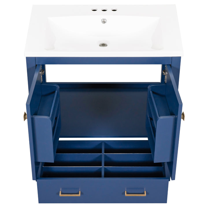 30" Blue Bathroom Vanity with Single Sink, Combo Cabinet Undermount Sink, Bathroom Storage Cabinet with 2 Doors and a Drawer, Soft Closing, Multifunctional Storage, Solid Wood Frame