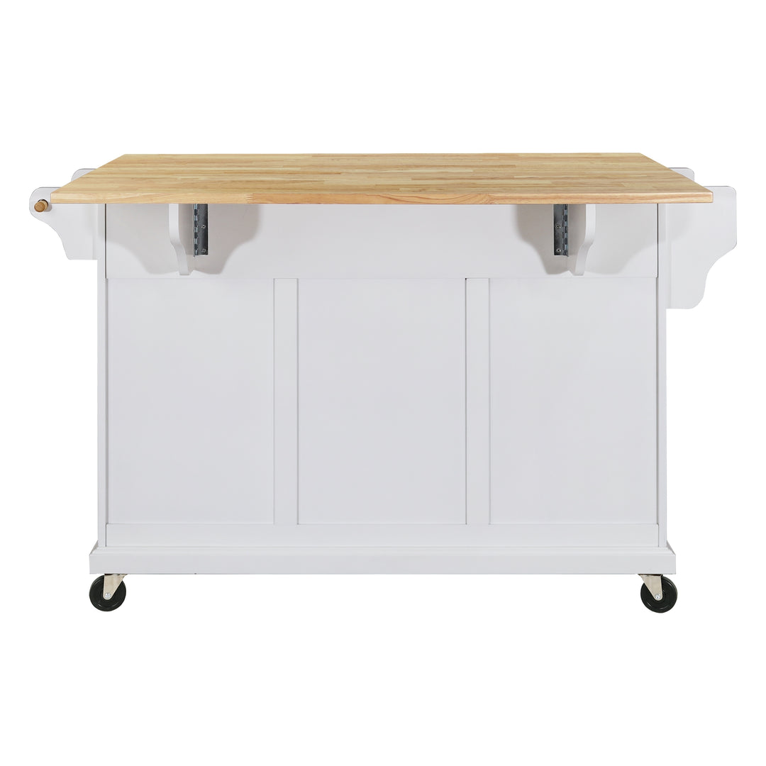 Cambridge Natural Wood Top Kitchen Island with Storage