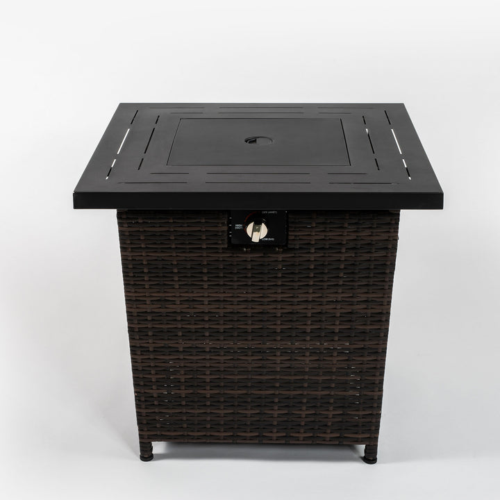 28inch Wicker Square Fire Pit Table