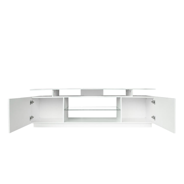 White TV Stand for 80 Inch TV Stands, Media Console Entertainment Center Television Table, 2 Storage Cabinet with Open Shelves for Living Room Bedroom