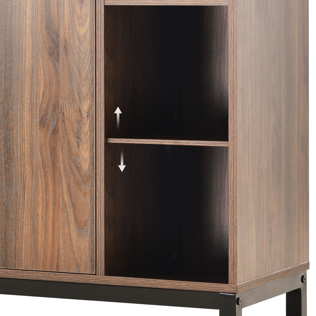 K&K Sideboards and Buffets With Storage Coffee Bar Cabinet Wine Racks Storage Server Dining Room Console 34 Inch(Dark brown)