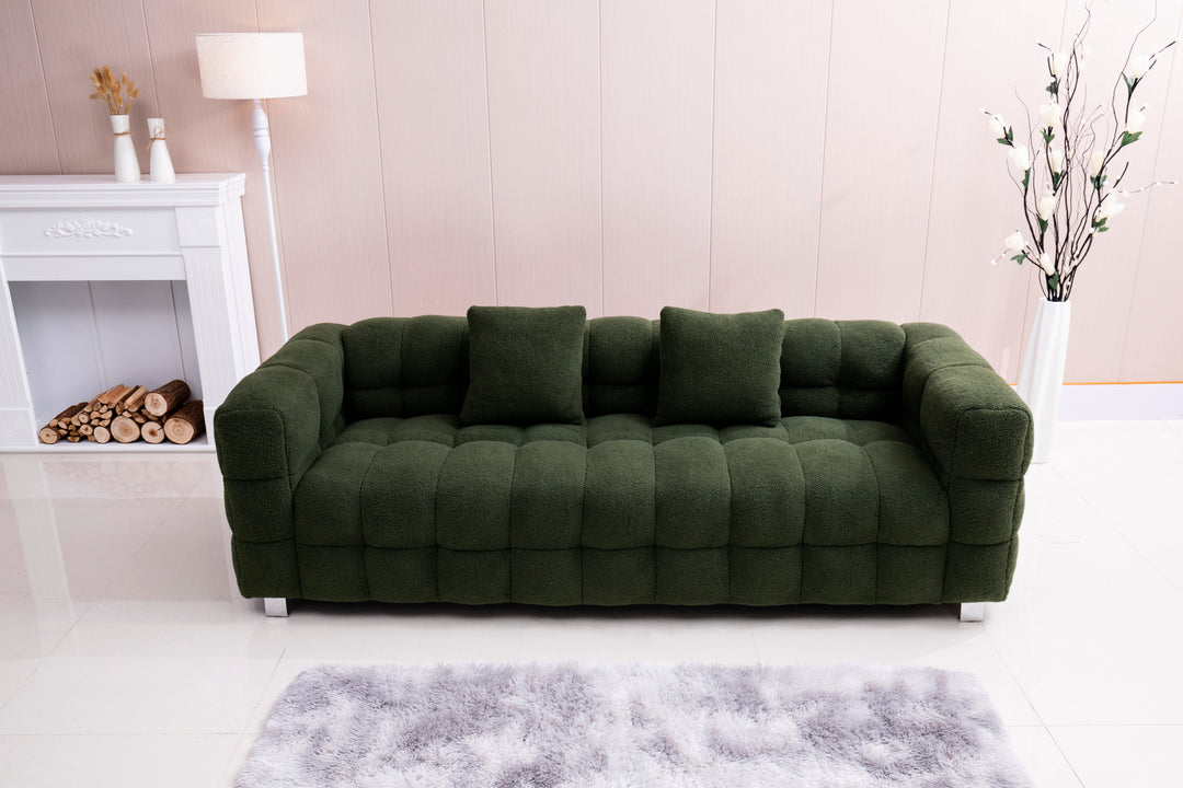 [New+Video]2146 Sofa includes two pillows 80" green  fleece for living room bedroom