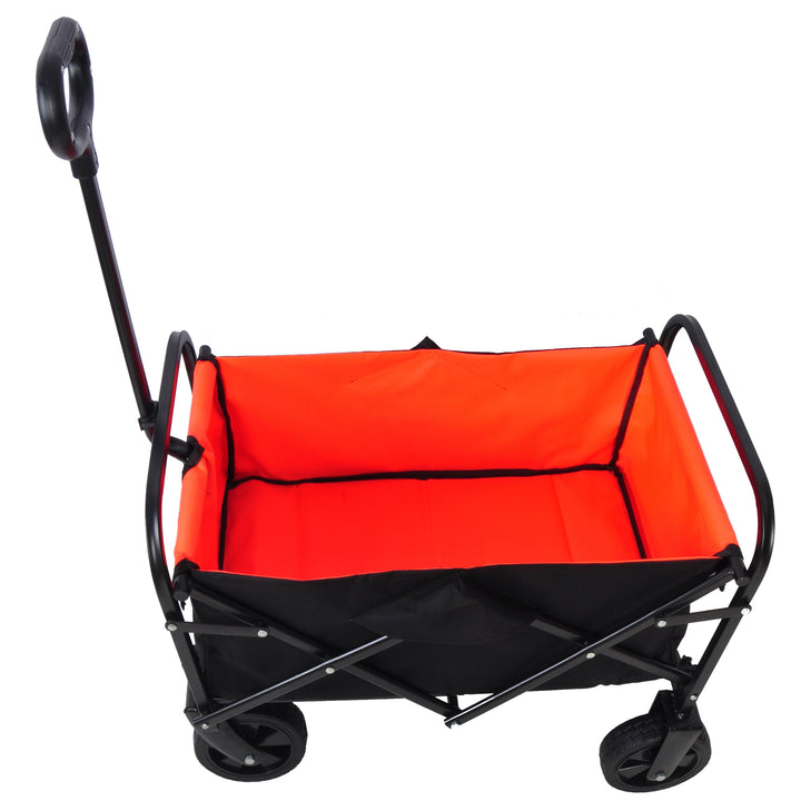 Mini Folding Wagon Garden Shopping Beach Cart （black+yellow）