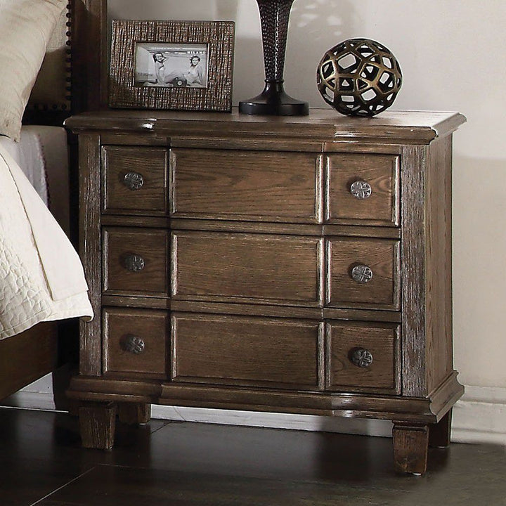 ACME Baudouin Nightstand in Weathered Oak 26113