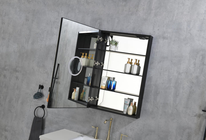 LED Lighted Bathroom Medicine Cabinet with Mirror, Surface Lighted Medicine Cabinet,Dimmable,Adjustable Shelves,Intelligent Switch Medicine Cabinet, Aluminum Frame,