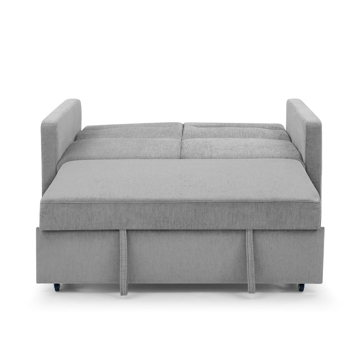 Loveseats Sofa Bed with Pull-out Bed, Adjsutable Back and Two Arm Pocket,Grey