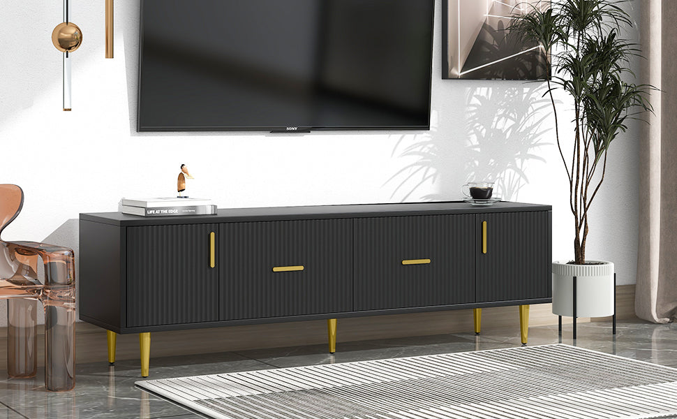 U-Can Modern TV Stand with 5 Champagne Legs - Durable, Stylish and Spacious, TVs Up to 75''