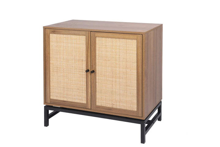 Natural rattan, 2 door cabinet, with 1 Adjustable Inner Shelves, rattan, Accent Storage Cabinet