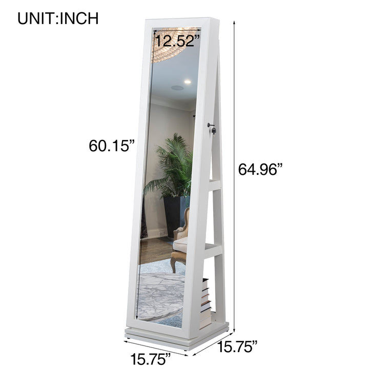 Full Length Mirror 360° Swivel Jewelry Cabinet