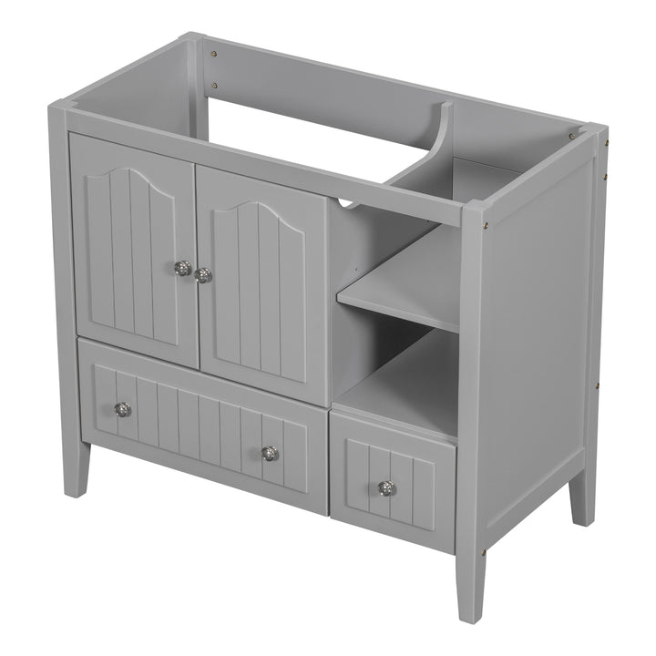 36" Bathroom Vanity Base Only, Solid Wood Frame and MDF Boards, Grey