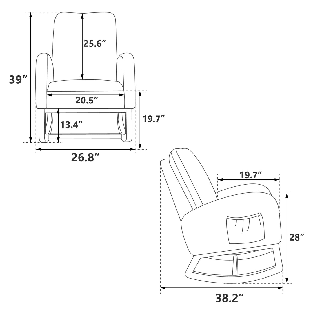 26.8"W Modern Rocking Chair for Nursery, Mid Century Accent Rocker Armchair With Side Pocket, Upholstered High Back Wooden Rocking Chair for Living Room Baby Kids Room Bedroom, Beige Boucle