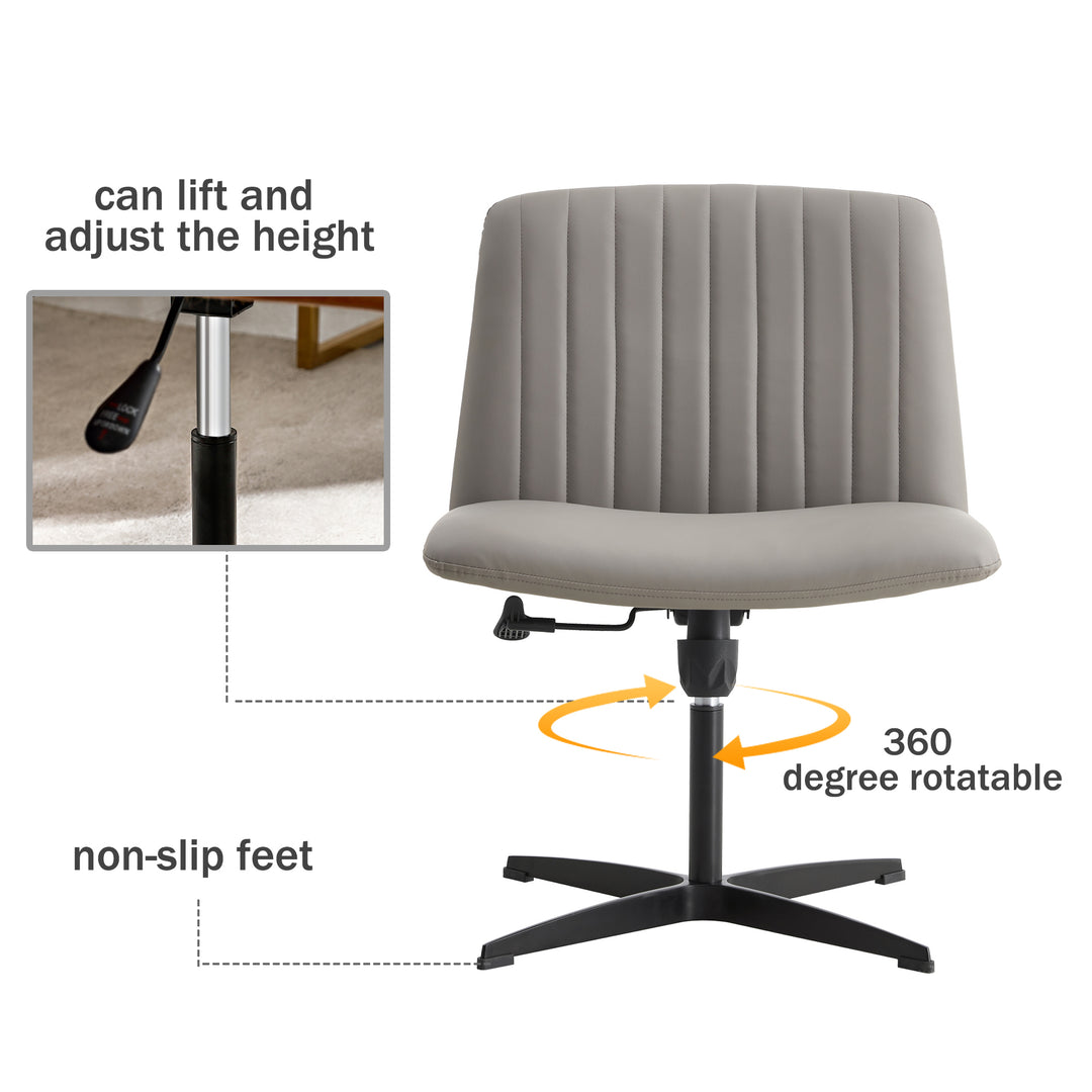 High Grade Pu Material. Home Computer Chair Office Chair Adjustable 360 ° Swivel Cushion Chair With Black Foot Swivel Chair Makeup Chair Study Desk Chair. No Wheels