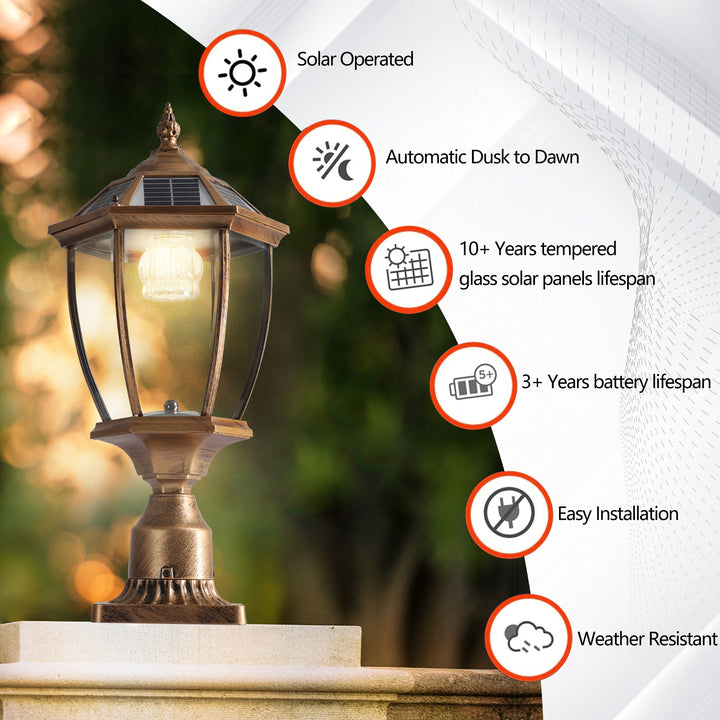 Retro gold Solar Column Headlights With Dimmable LED