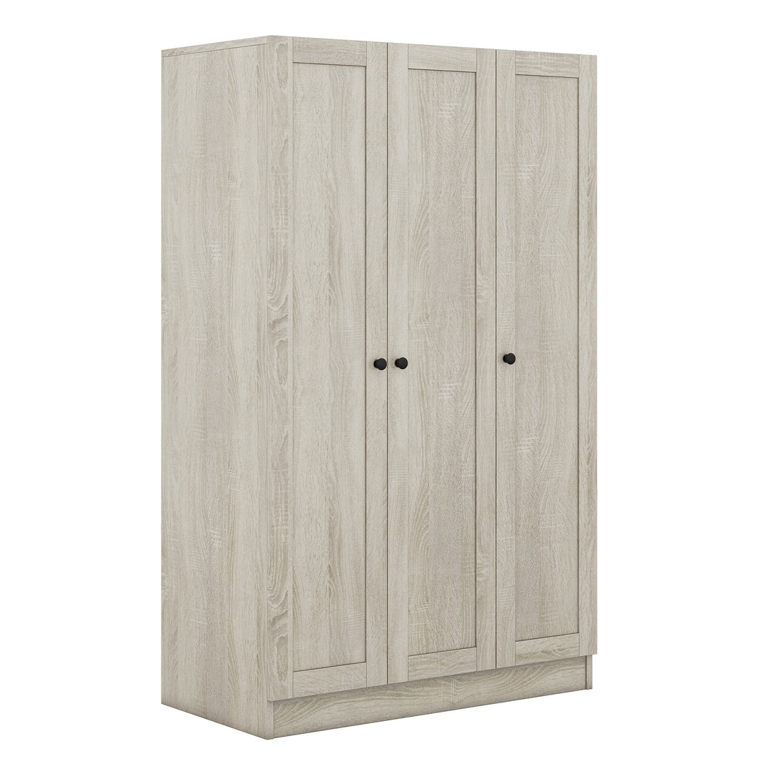 3-Door Shutter Wardrobe with shelves, Gray