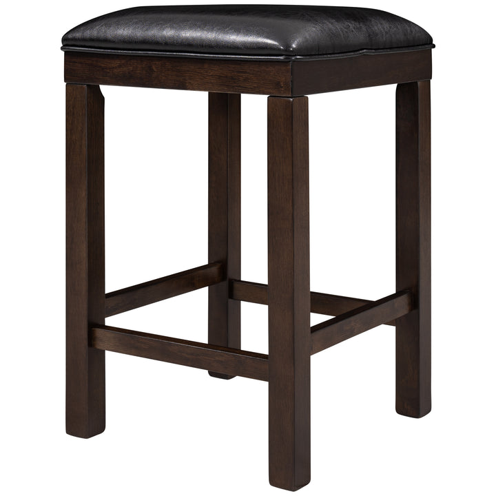 TOPMAX 4-Piece Counter Height Table Set with Socket and Leather Padded Stools, Espresso